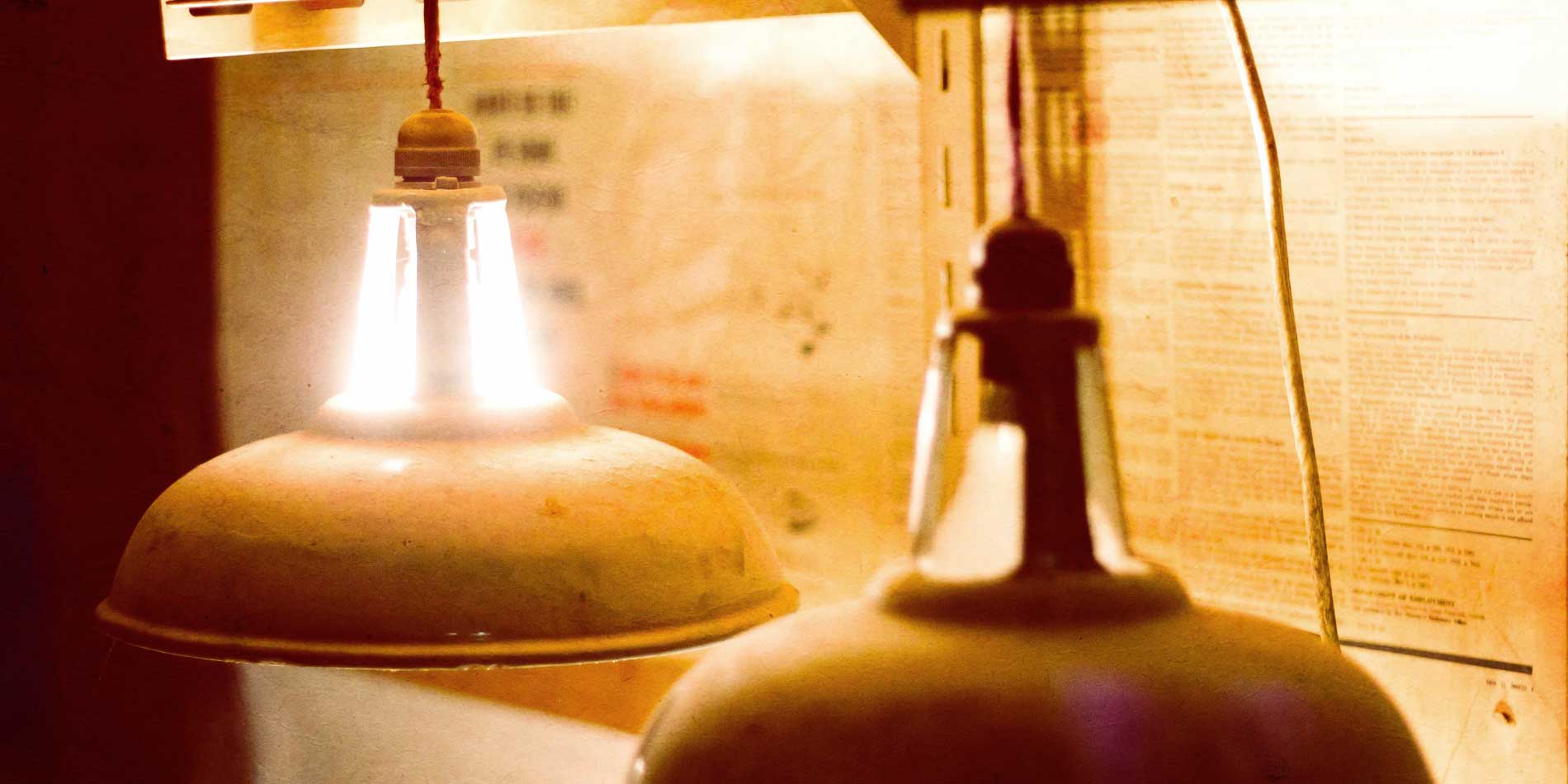 Creative images of old industrial hanging lights